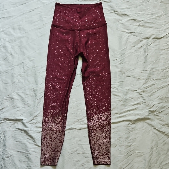 Beyond Yoga Pants - Beyond Yoga Maroon and Gold Patterned Leggings, Size S